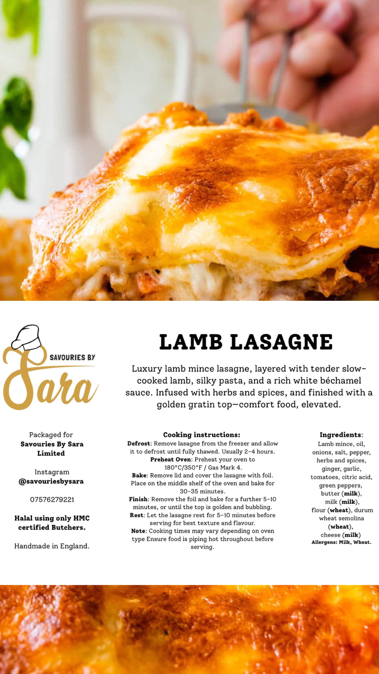 Lamb Lasagne (Family size feeds 4-6)