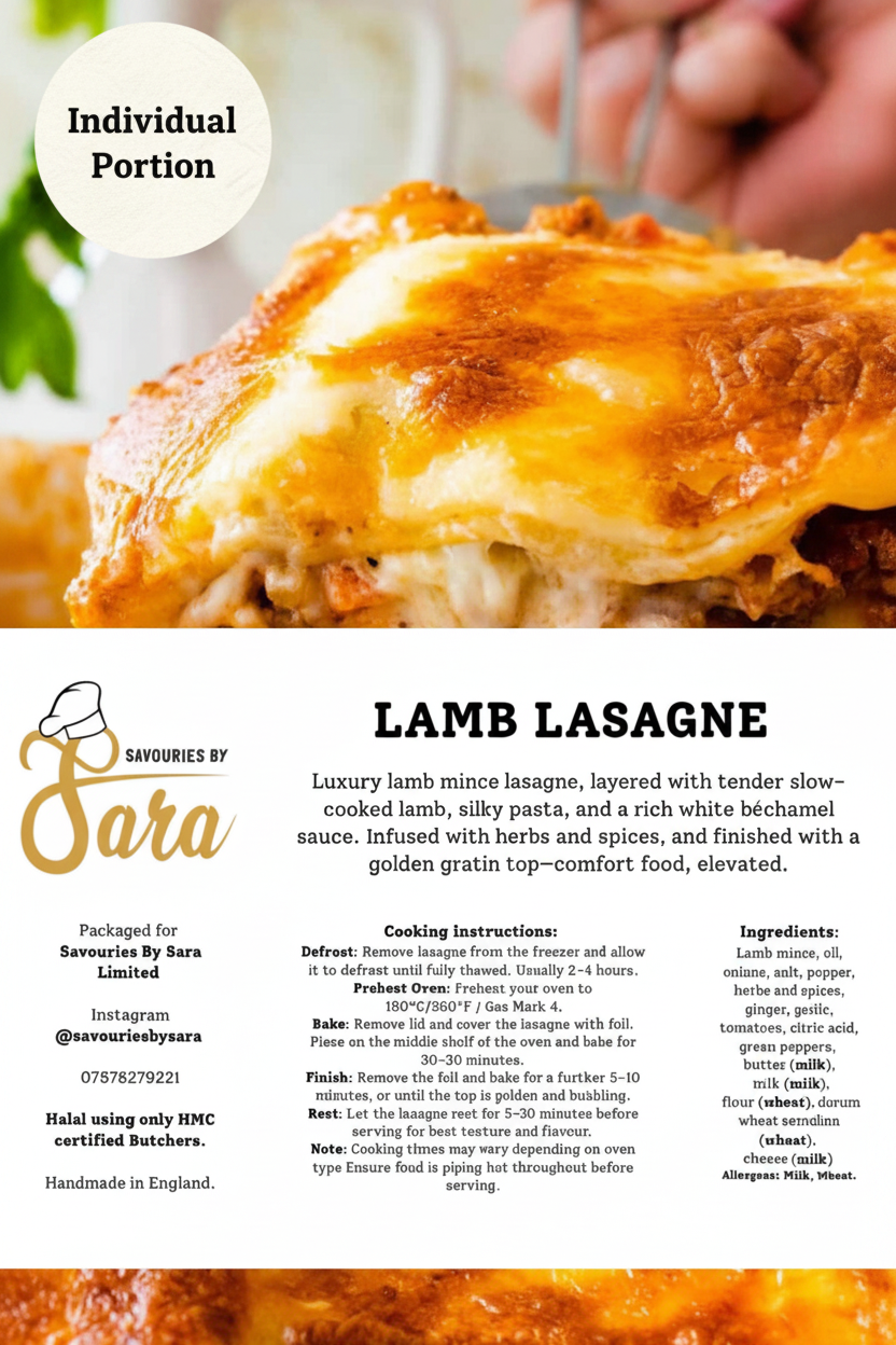 Lamb Lasagne (Individual Portion)