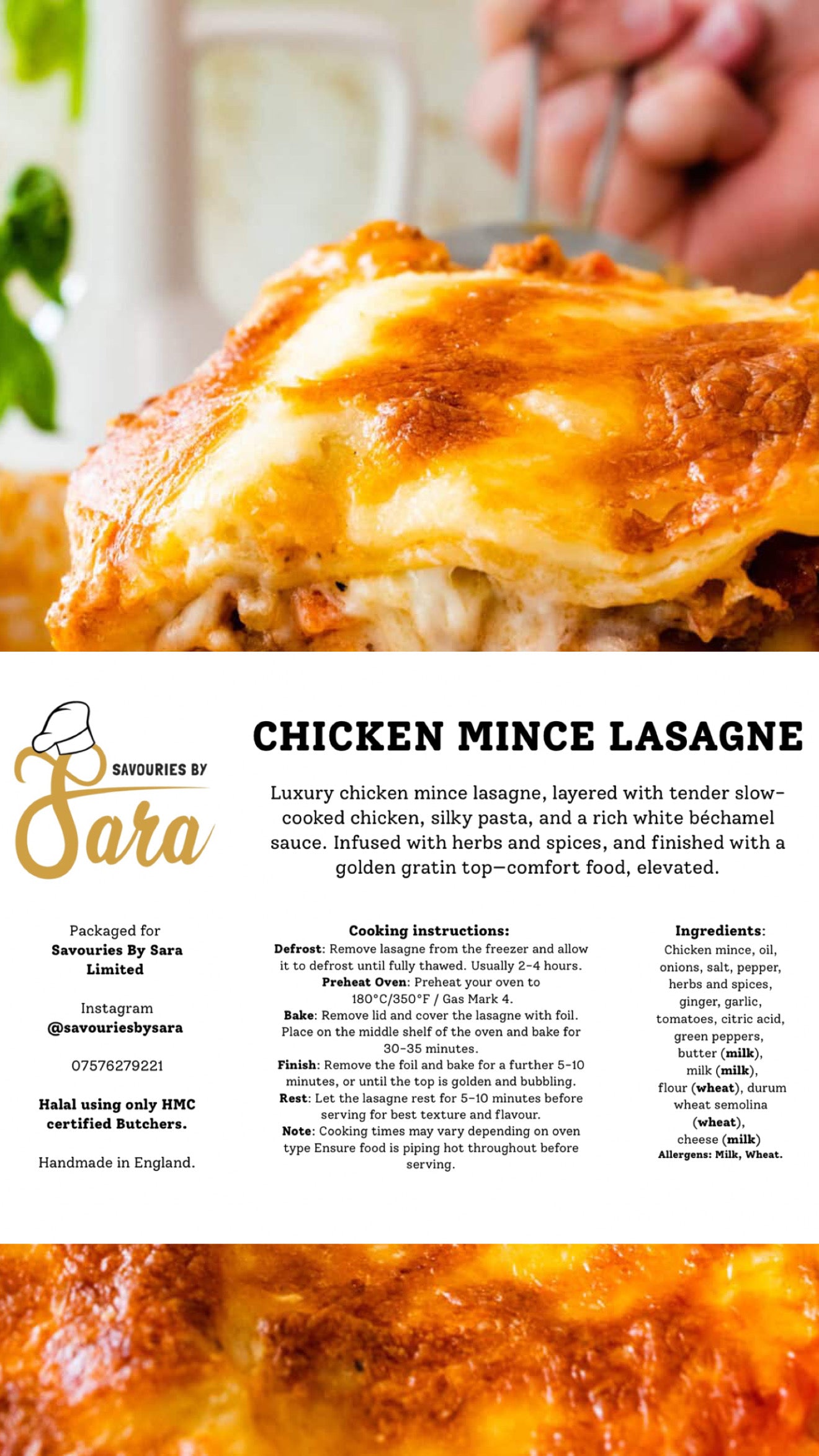 Chicken Mince Lasagne (Family size feeds 4-6)
