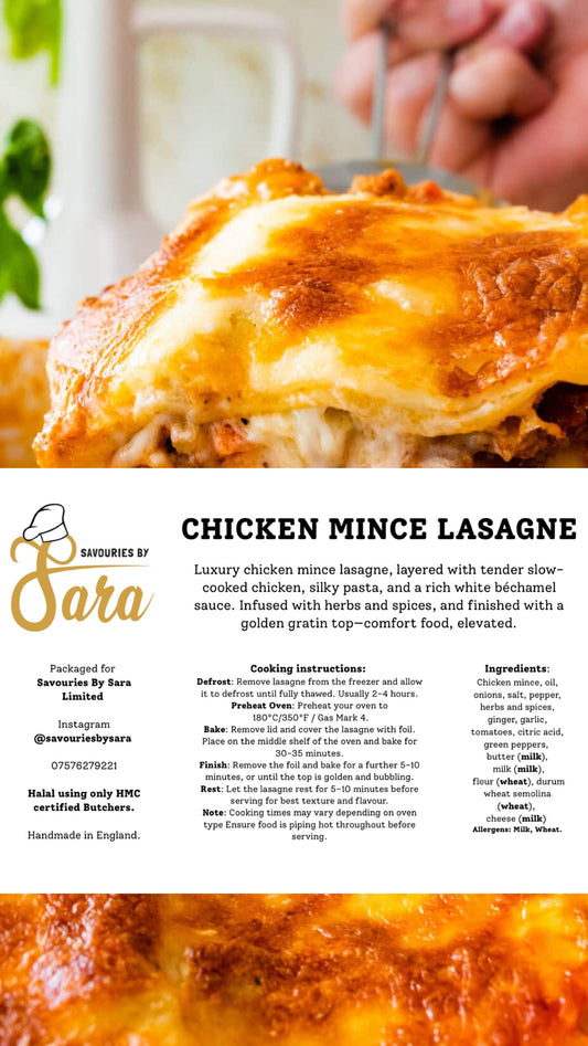 Chicken Mince Lasagne (Family size feeds 4-6)